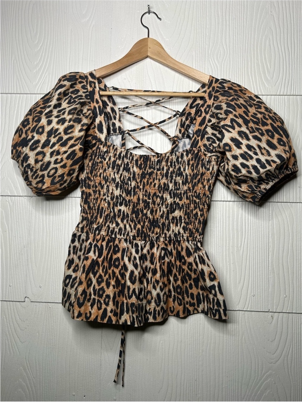 Damson Madder Leopard Print Puff Sleeve Top